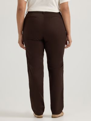 Women's Wrinkle Free Relaxed Fit Straight Leg Pant (Plus) in Espresso alternative view 2