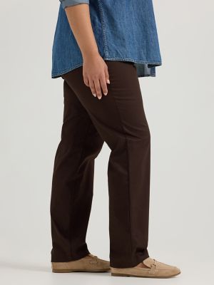 Women's Wrinkle Free Relaxed Fit Straight Leg Pant (Plus) in Espresso alternative view 3