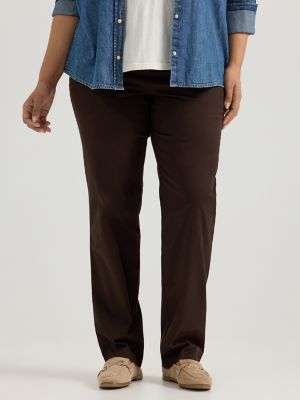 Women's Wrinkle Free Relaxed Fit Straight Leg Pant (Plus) in Espresso main view