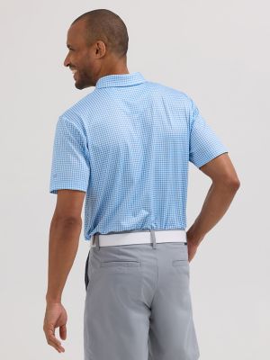 Men's Golf Series Plaid Polo Shirt in Little Boy Blue alternative view 2