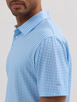 Men's Golf Series Plaid Polo Shirt in Little Boy Blue alternative view 3