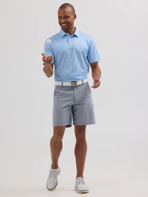 Men's Golf Series Plaid Polo Shirt in Little Boy Blue alternative view 4
