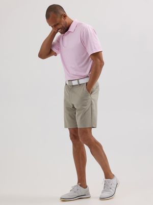 Men's Golf Series Shadow Geometric Print Polo Shirt in Peony