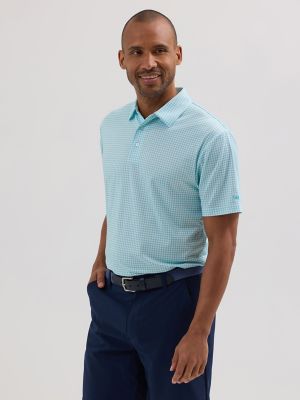 Men's Golf Series Plaid Polo Shirt in Aqua Sky alternative view