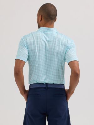 Men's Golf Series Plaid Polo Shirt in Aqua Sky alternative view 2