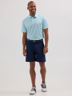 Men's Golf Series Plaid Polo Shirt in Aqua Sky alternative view 4