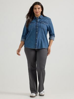 Women's Wrinkle Free Trouser Pant (Plus) in Static Gray