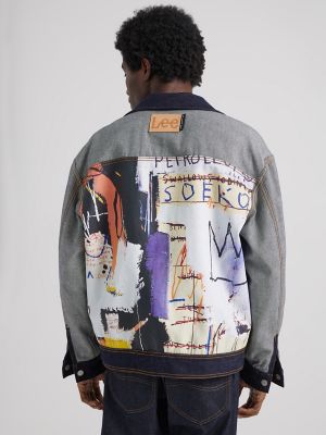 Men's Lee® x Basquiat™ Art Lined Denim Rider Jacket in Rinse Wash