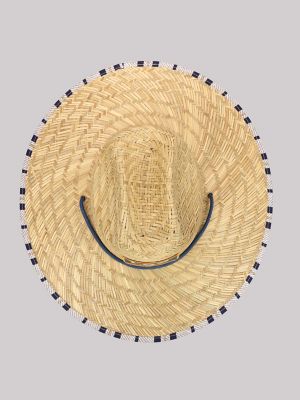 Mens Straw Stripe Lifeguard Hat:Natural:One Size alternative view 3