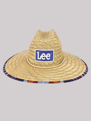 Loco Skailz Mens Logo Patch Wide Brim Straw Lifeguard Hat