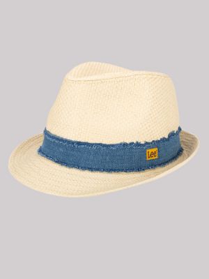 Men s Acid Wash Band Straw Fedora Hat