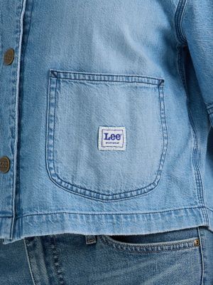 Women's Crop Denim Chore Shirt in Modern Blue alternative view 2