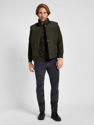 Men's Reversible Western Puffer Vest in Olive Night