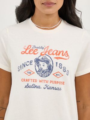 Women's "Buddy" Lee Jeans Graphic Tee in Egret alternative view 2