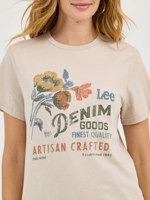 Women's Vintage Floral Graphic Tee in Silver Lining alternative view 2