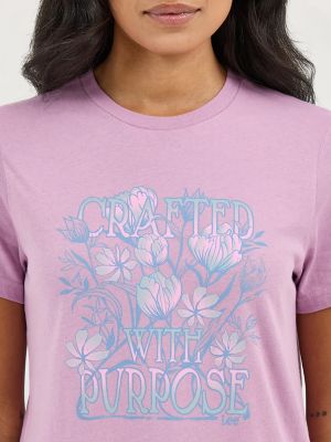 Women's Sketched Flower Graphic Tee in Lavender Mist alternative view 2