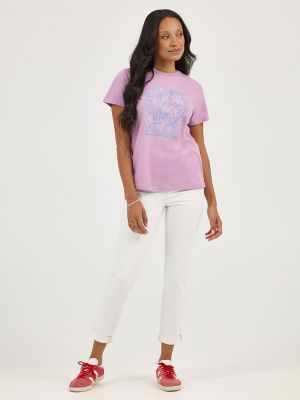 Women's Sketched Flower Graphic Tee in Lavender Mist alternative view 3