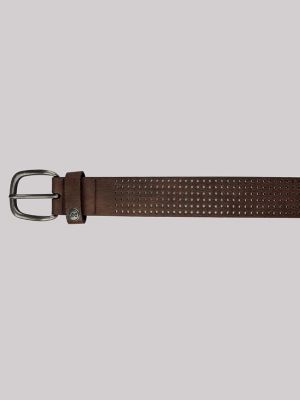 Women's Perforated Leather Belt in Brown alternative view