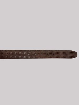 Women's Perforated Leather Belt in Brown alternative view 2
