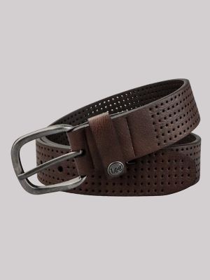 Women's Perforated Leather Belt in Brown main view