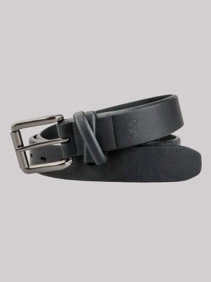 Women's Square Buckle Double Loop Belt in Black main view