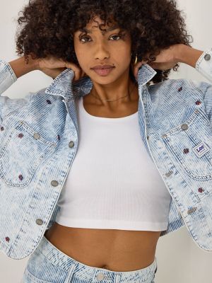 Women's Floral Embroidered Crop Chore Jacket in Wow Piece alternative view