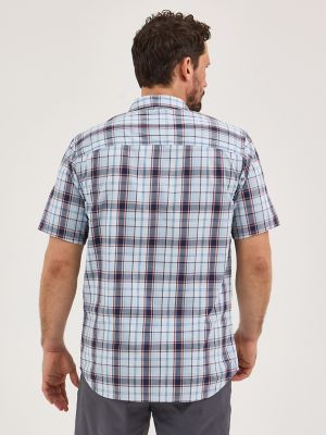 Men's Extreme Motion All Purpose Short Sleeve Plaid Button Down Shirt in Aurora Sepia Plaid alternative view