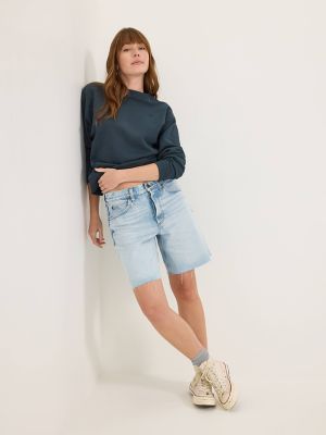 Women's Button Fly Slouch Bermuda in Hint Of Rain alternative view