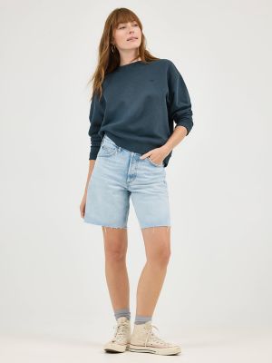 Women's Button Fly Slouch Bermuda in Hint Of Rain alternative view 7