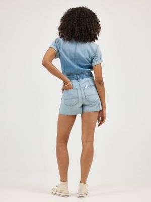 Women's Belted Denim Chore Short All in Cloudy Days alternative view