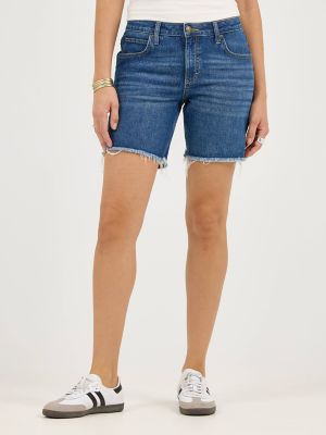 Womens Legendary Frayed Hem Side Slit Short:Indigo Quilt:14:M alternative view