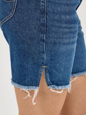Womens Legendary Frayed Hem Side Slit Short:Indigo Quilt:14:M alternative view 6