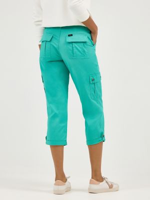 Women's Ultra Lux Comfort with Flex-to-Go Relaxed Fit Cargo Capri in Grassy Green alternative view 2