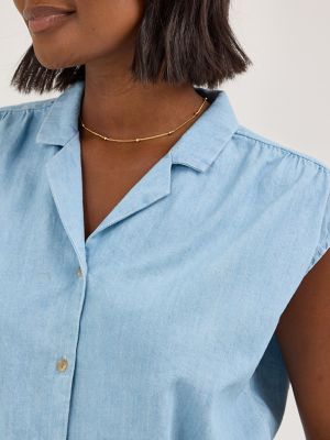 Women's Legendary Cap Sleeve Button Down Shirt | SALE | Lee®