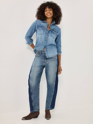 Women's Low Slung Barrel Rider™ Jean in Blissful Blue alternative view