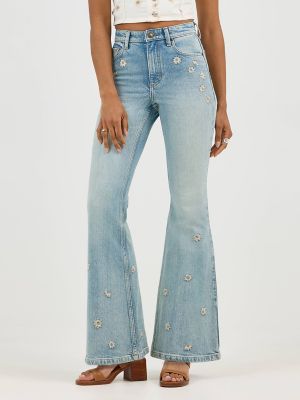 Women's High Rise Daisy Print Flare Jean in Miss Her alternative view 2