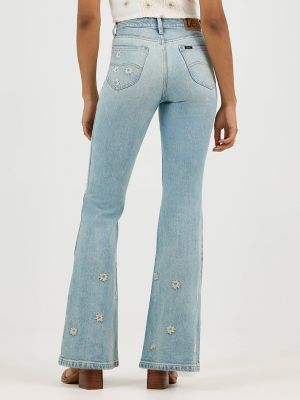 Women's High Rise Daisy Print Flare Jean in Miss Her alternative view 3