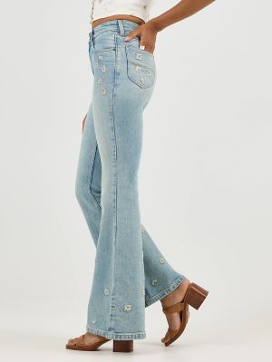 Women's High Rise Daisy Print Flare Jean in Miss Her alternative view 4
