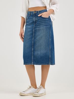 Womens Legendary Back Slit Denim Skirt:Eat It Up:10 alternative view