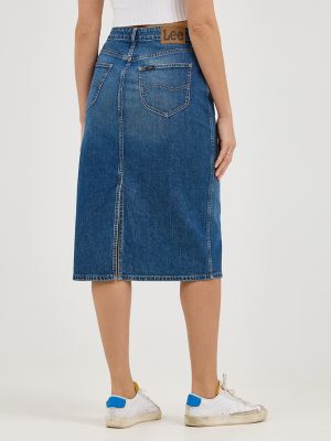 Womens Legendary Back Slit Denim Skirt:Eat It Up:10 alternative view 2