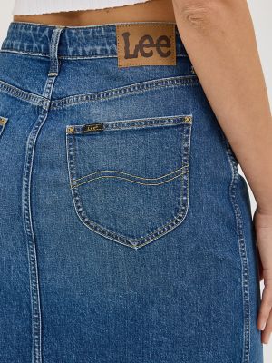 Womens Legendary Back Slit Denim Skirt:Eat It Up:10 alternative view 4