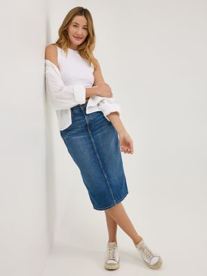 Womens Legendary Back Slit Denim Skirt:Eat It Up:10 alternative view 6