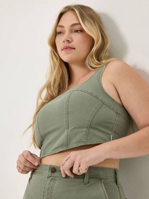 Women's Slim Corset Tank in Merchantile Green alternative view