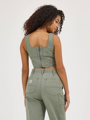 Women's Slim Corset Tank in Merchantile Green alternative view 3