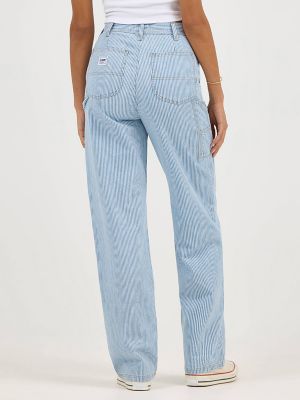 Women's Railroad Stripe Utility Carpenter Pant in Mid Railroad alternative view 3