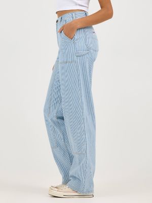 Women's Railroad Stripe Utility Carpenter Pant in Mid Railroad alternative view 4