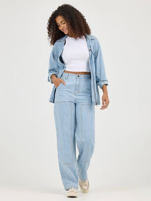 Women's Railroad Stripe Utility Carpenter Pant in Mid Railroad alternative view 8