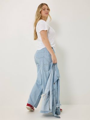 Women's Railroad Stripe Utility Carpenter Pant in Mid Railroad alternative view 9