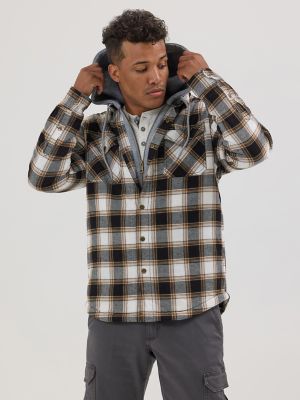 Double zipper plaid pocket hooded shirt nevlers jacket