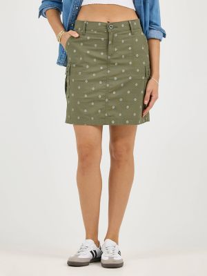 Women's Ultra Lux Comfort with Flex-to-Go Skort in Olive Grove Block Print alternative view